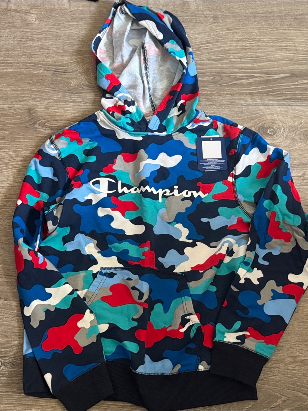 Champion Kids' Multicolor Camo Hoodie - Blue/Red/Green/White